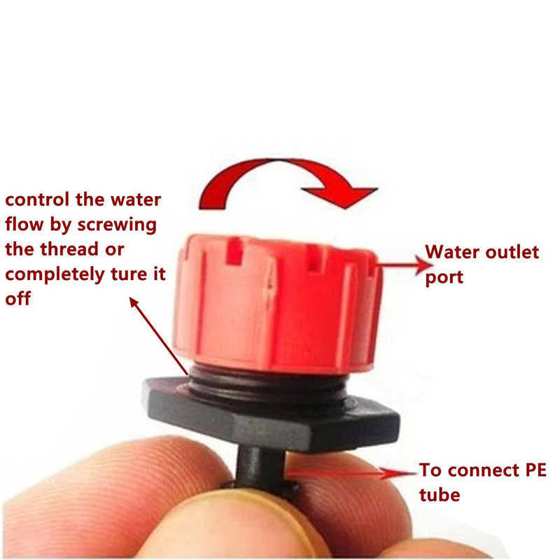 100pcs Adjustable Micro Drip Irrigation Watering Emitter Dripper Anti-clogging