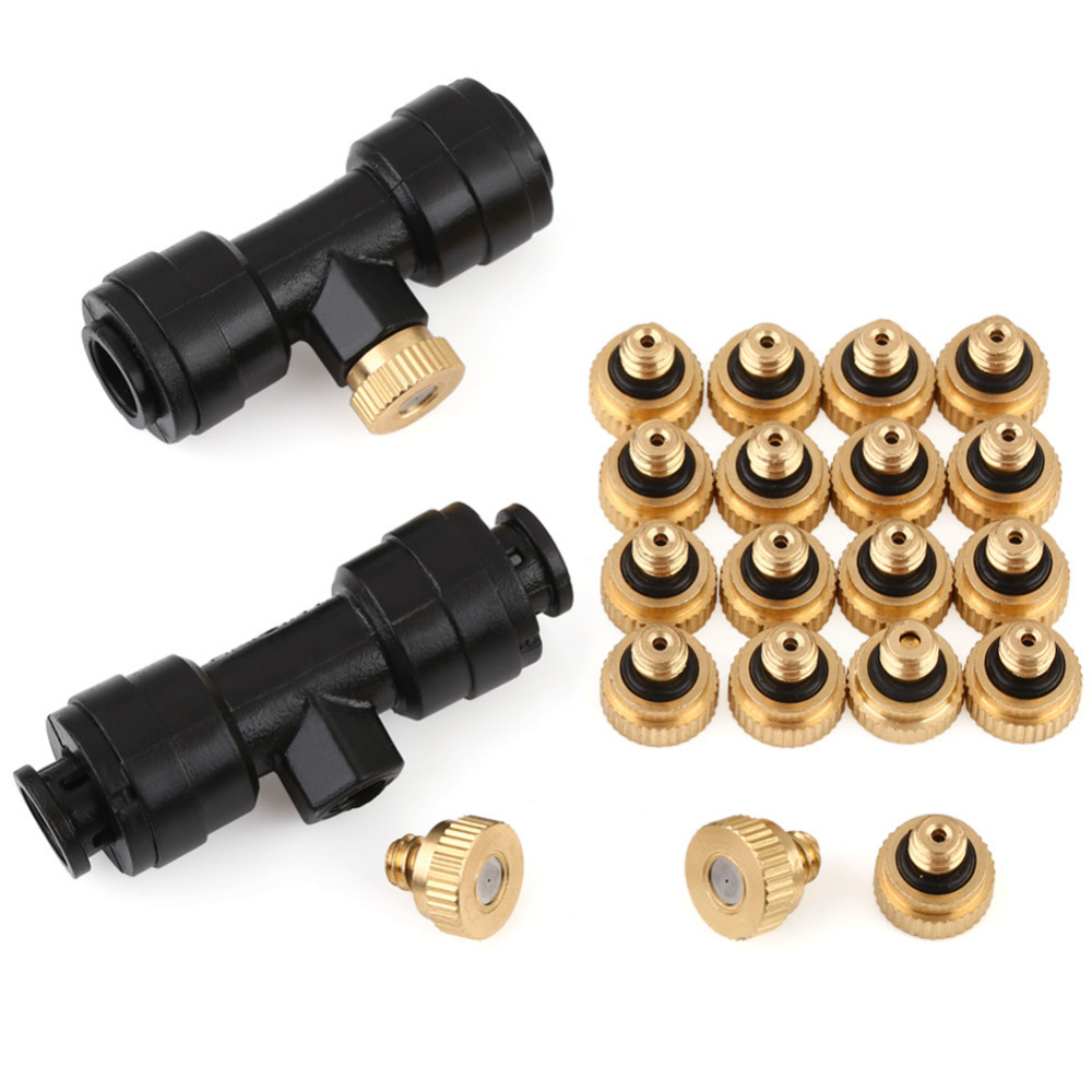 10pcs Misting Nozzle Tees Kit Brass Fog Nozzles for Outdoor Cooling System P⑤ 